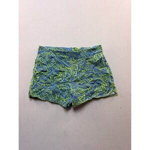 Christie Brooks Pull On Shorts Womens XL Blue Lime Good Geometric Scalloped